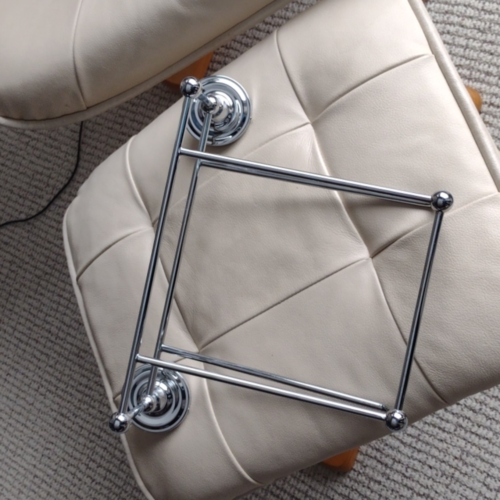 Magazine rack for the bathroom 14 inches wide by 9.5 inches long.